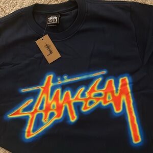 NWT Stussy Thermal Stock Tee Size Small Navy